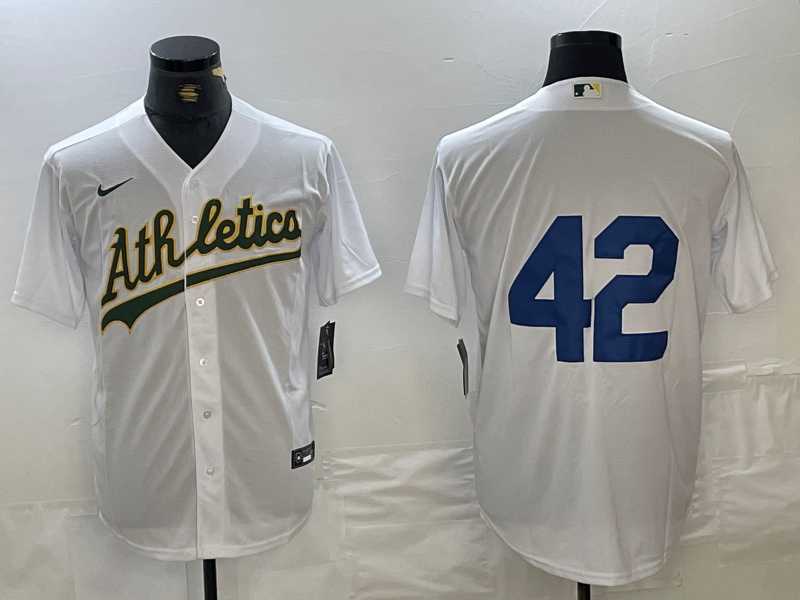Mens Oakland Athletics #42 Jackie Robinson White Cool Base Stitched Baseball Jersey->oakland athletics->MLB Jersey